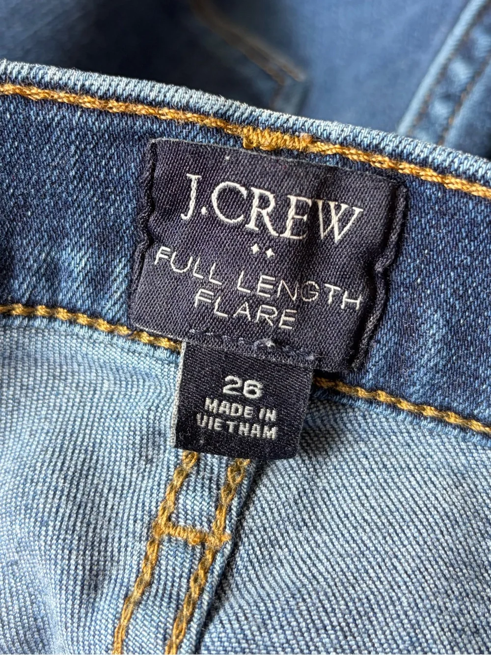 J. Crew Full Length Flare Jeans Stretch Denim Capsule Wardrobe Closet Staples
